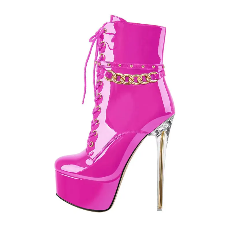 Rivet Lacing Women's Thin Heels Boots