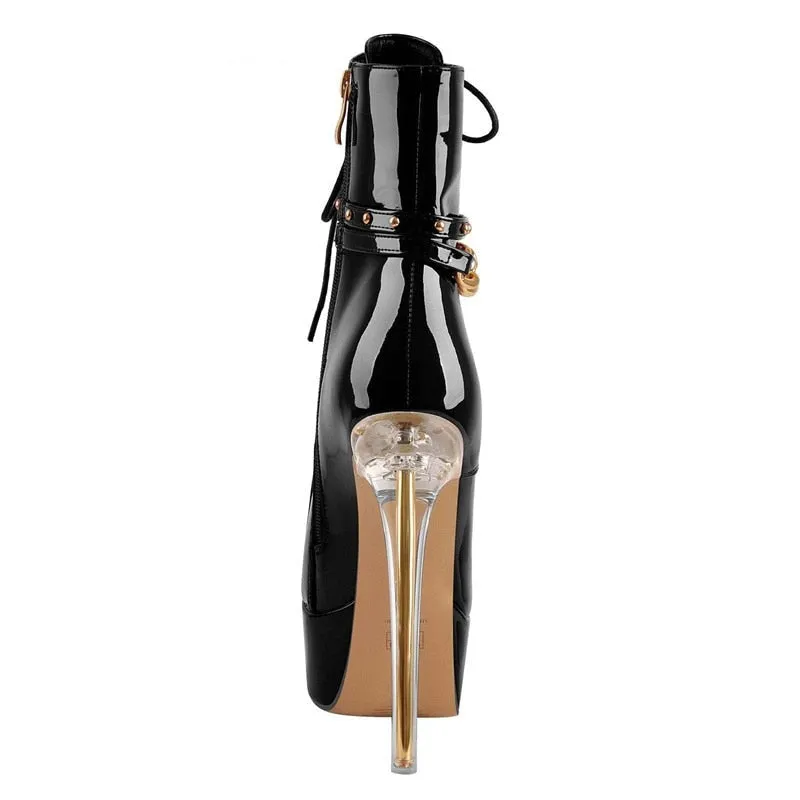 Rivet Lacing Women's Thin Heels Boots