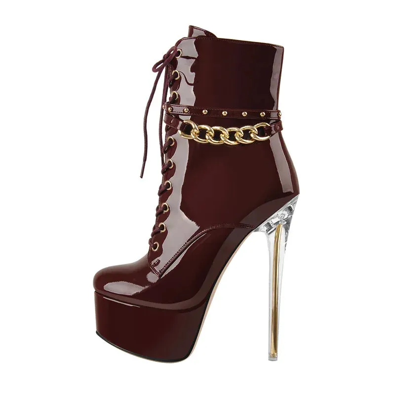 Rivet Lacing Women's Thin Heels Boots