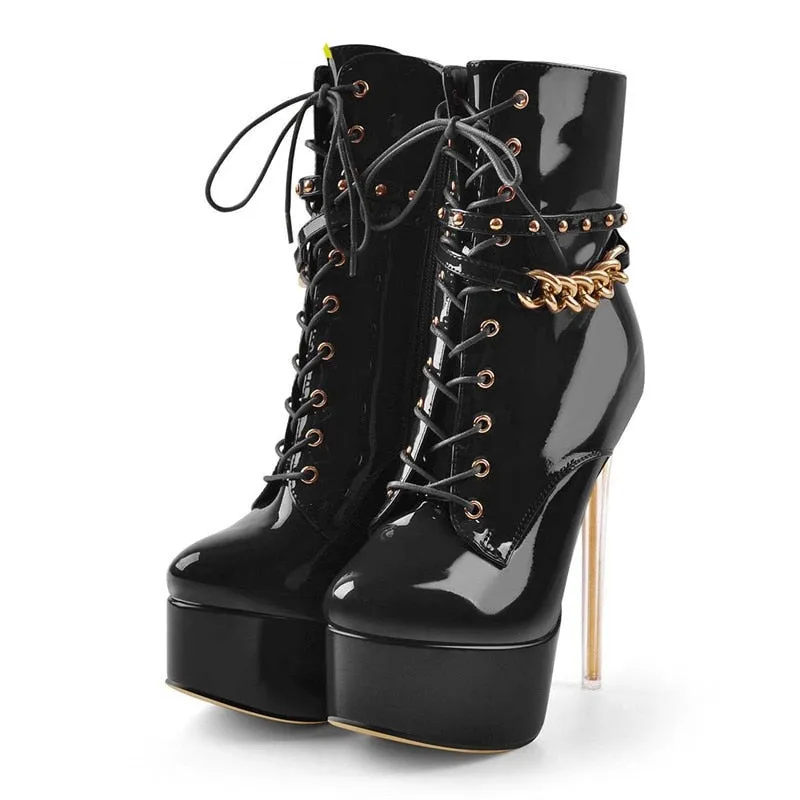 Rivet Lacing Women's Thin Heels Boots