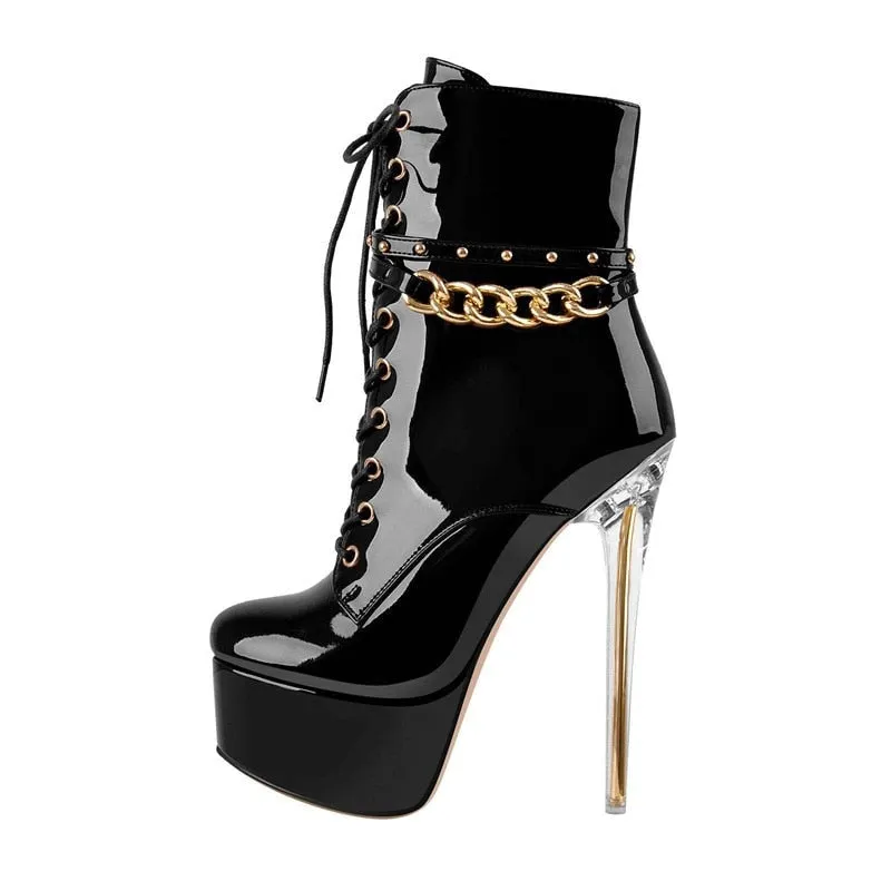 Rivet Lacing Women's Thin Heels Boots