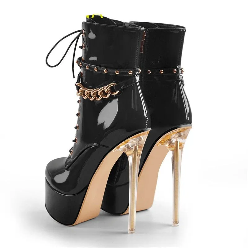 Rivet Lacing Women's Thin Heels Boots