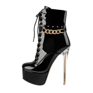 Rivet Lacing Women's Thin Heels Boots