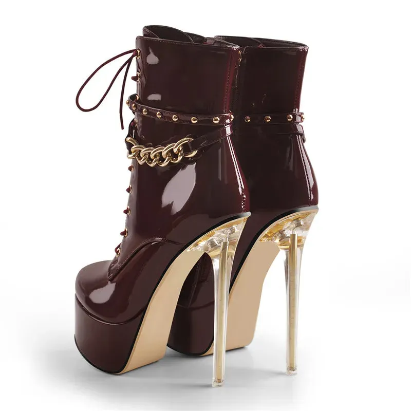 Rivet Lacing Women's Thin Heels Boots
