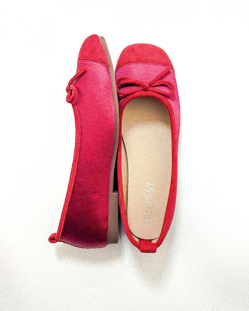 Round Toe Tie Bow Ballet Flats