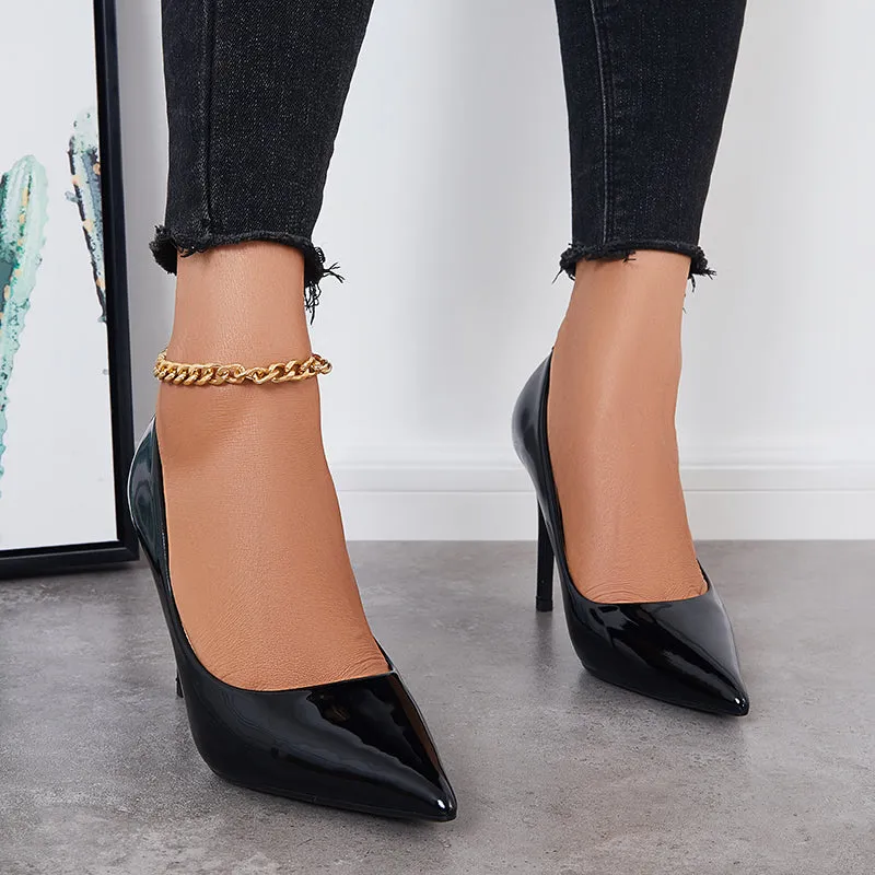 Sohiwoo Women Women Solid Stilettos Pointed Toe High Heel Office Pumps