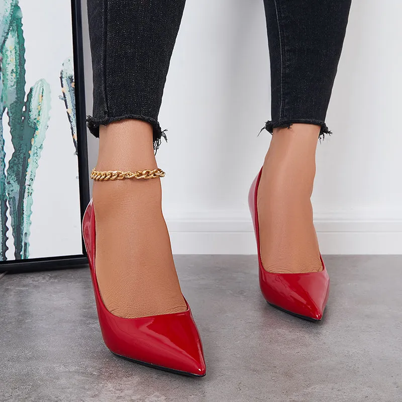 Sohiwoo Women Women Solid Stilettos Pointed Toe High Heel Office Pumps