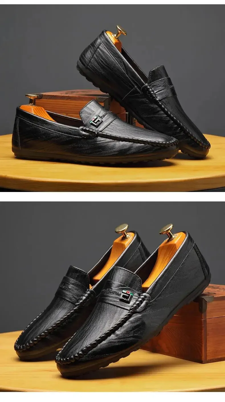 Spring Autumn Men Dress Shoes White Loafers Leather Casual Shoes Slip on Moccasin Shoes  Zapatos Casuales Designer Loafers Men