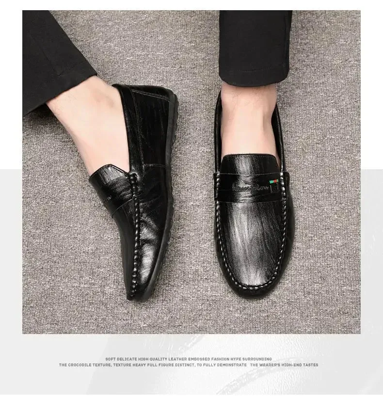Spring Autumn Men Dress Shoes White Loafers Leather Casual Shoes Slip on Moccasin Shoes  Zapatos Casuales Designer Loafers Men