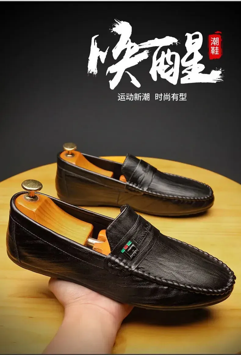 Spring Autumn Men Dress Shoes White Loafers Leather Casual Shoes Slip on Moccasin Shoes  Zapatos Casuales Designer Loafers Men
