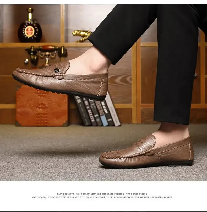 Spring Autumn Men Dress Shoes White Loafers Leather Casual Shoes Slip on Moccasin Shoes  Zapatos Casuales Designer Loafers Men