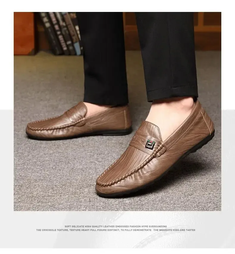 Spring Autumn Men Dress Shoes White Loafers Leather Casual Shoes Slip on Moccasin Shoes  Zapatos Casuales Designer Loafers Men