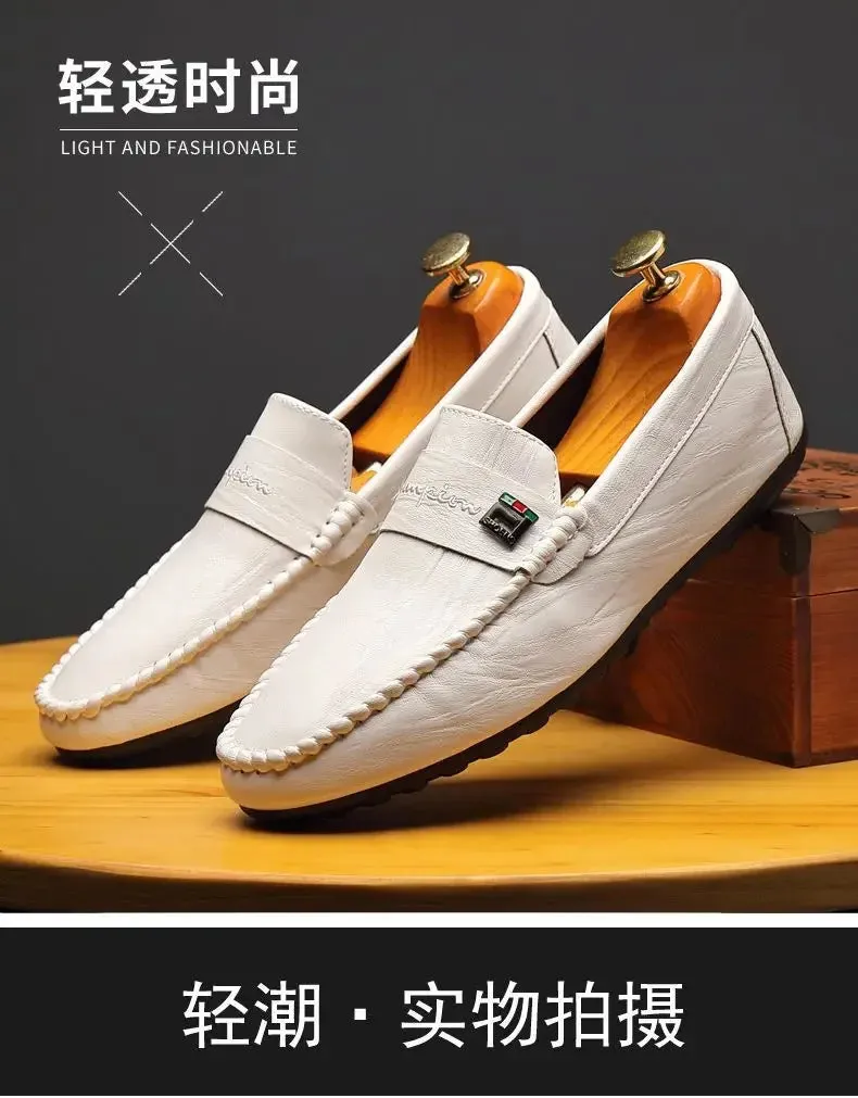 Spring Autumn Men Dress Shoes White Loafers Leather Casual Shoes Slip on Moccasin Shoes  Zapatos Casuales Designer Loafers Men