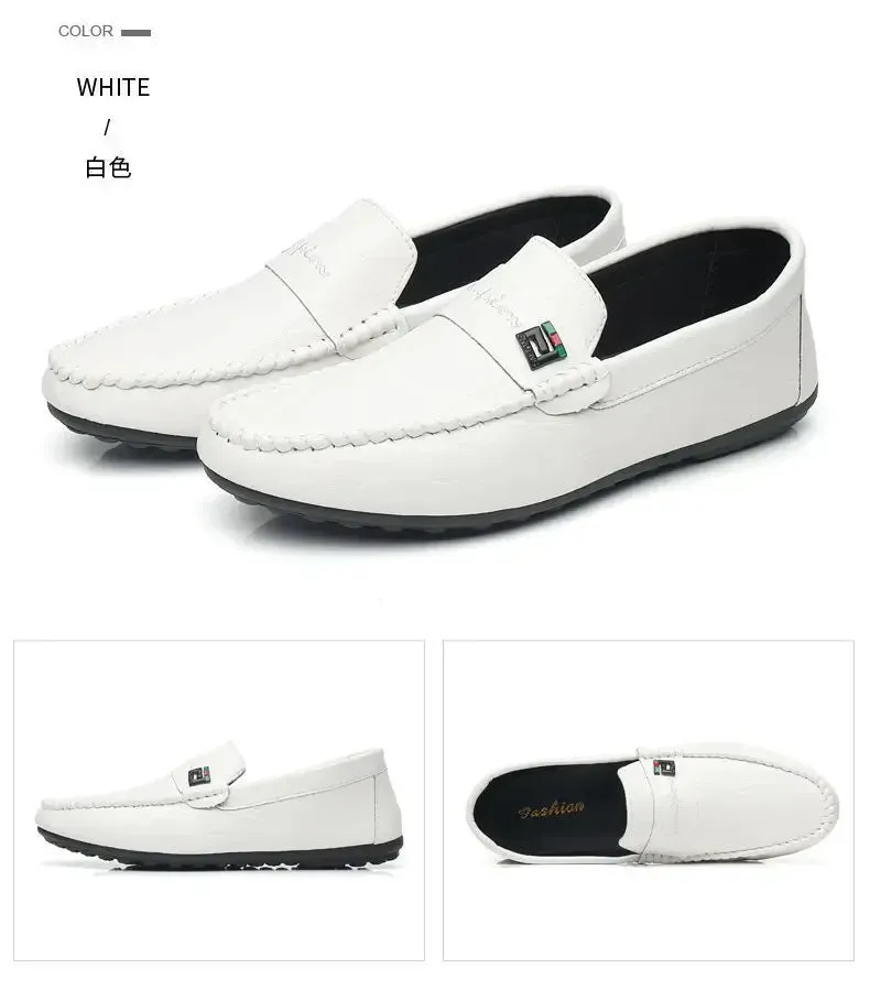 Spring Autumn Men Dress Shoes White Loafers Leather Casual Shoes Slip on Moccasin Shoes  Zapatos Casuales Designer Loafers Men