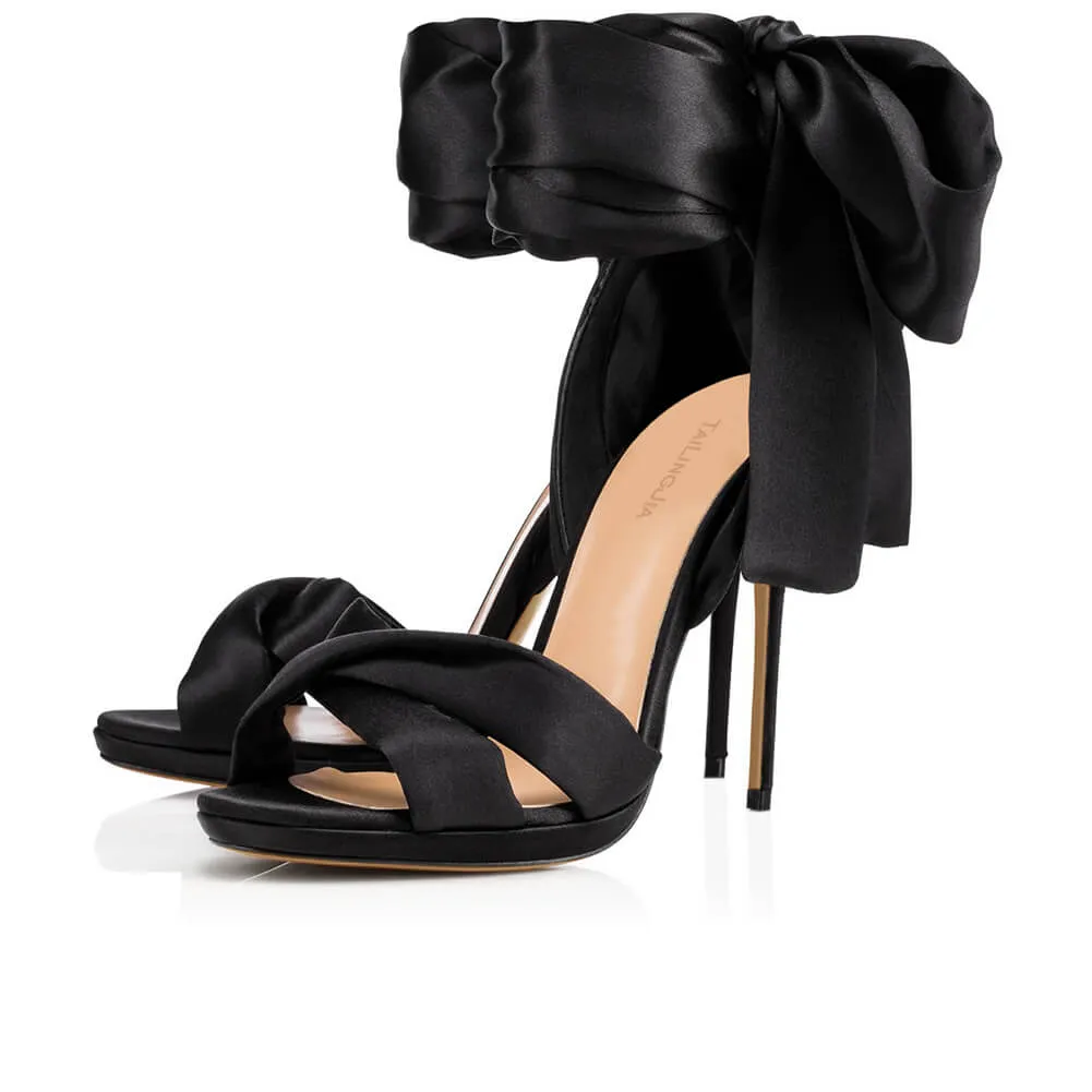 Strap High Heel Satin Open Toe Sandal
