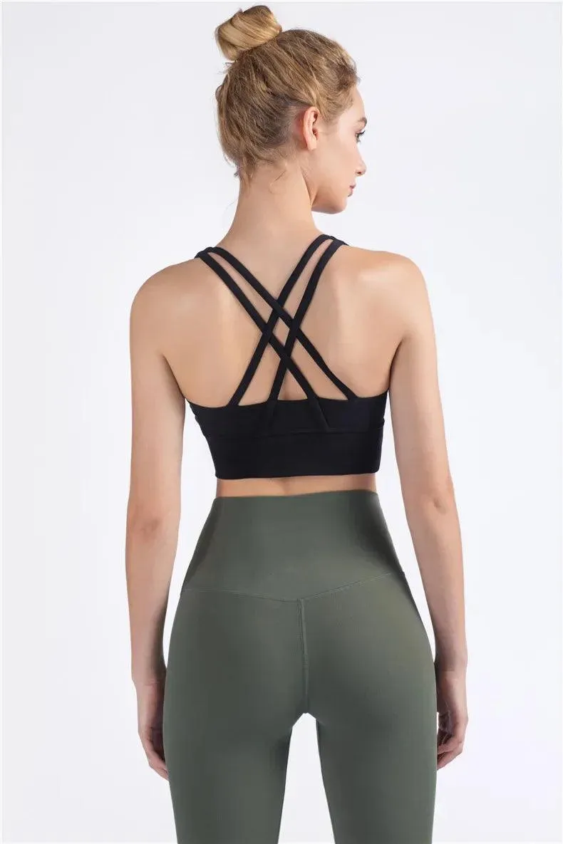 Summer Cross-Back Sports Bra – Breathable & Stylish Yoga Tank Top