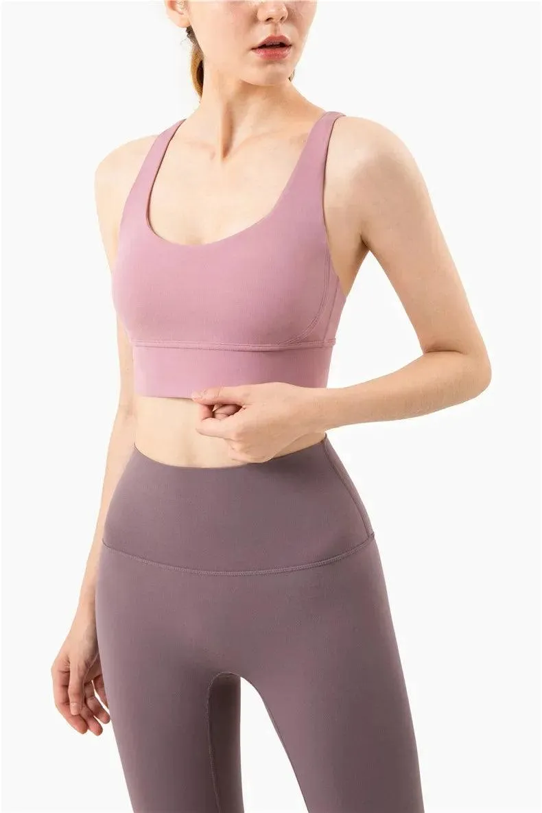 Summer Cross-Back Sports Bra – Breathable & Stylish Yoga Tank Top