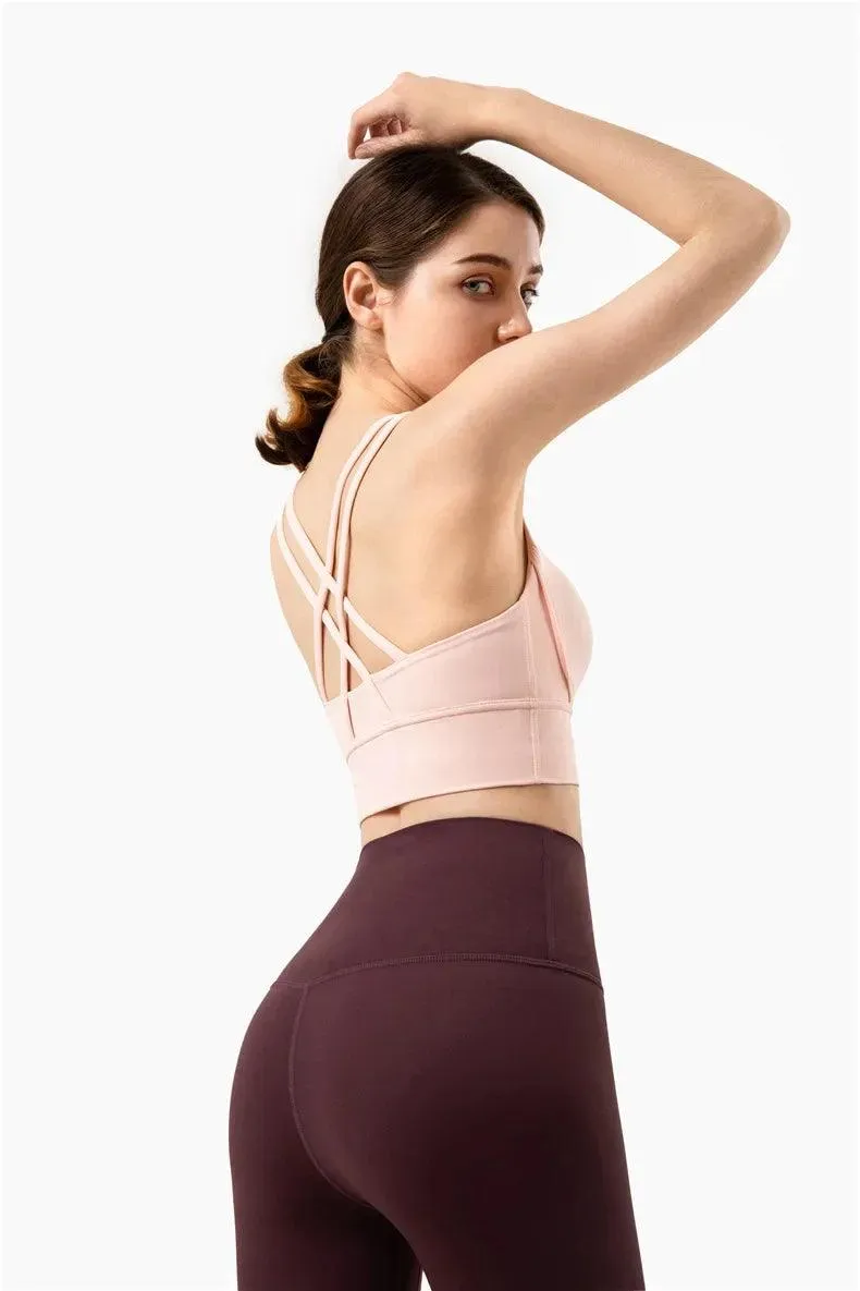 Summer Cross-Back Sports Bra – Breathable & Stylish Yoga Tank Top