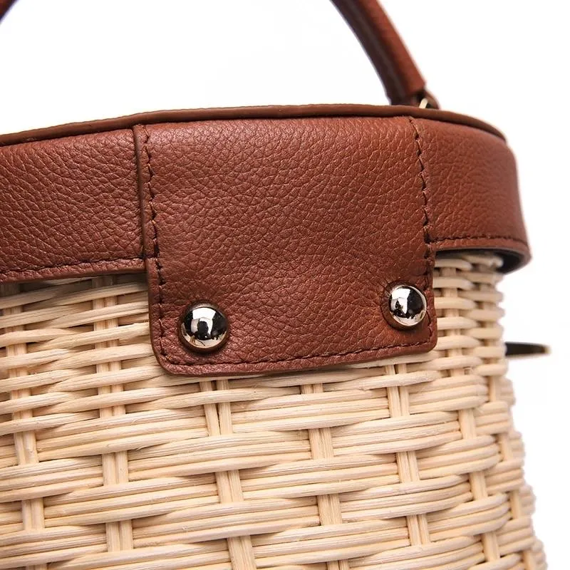 Summer Leather Rattan Bag