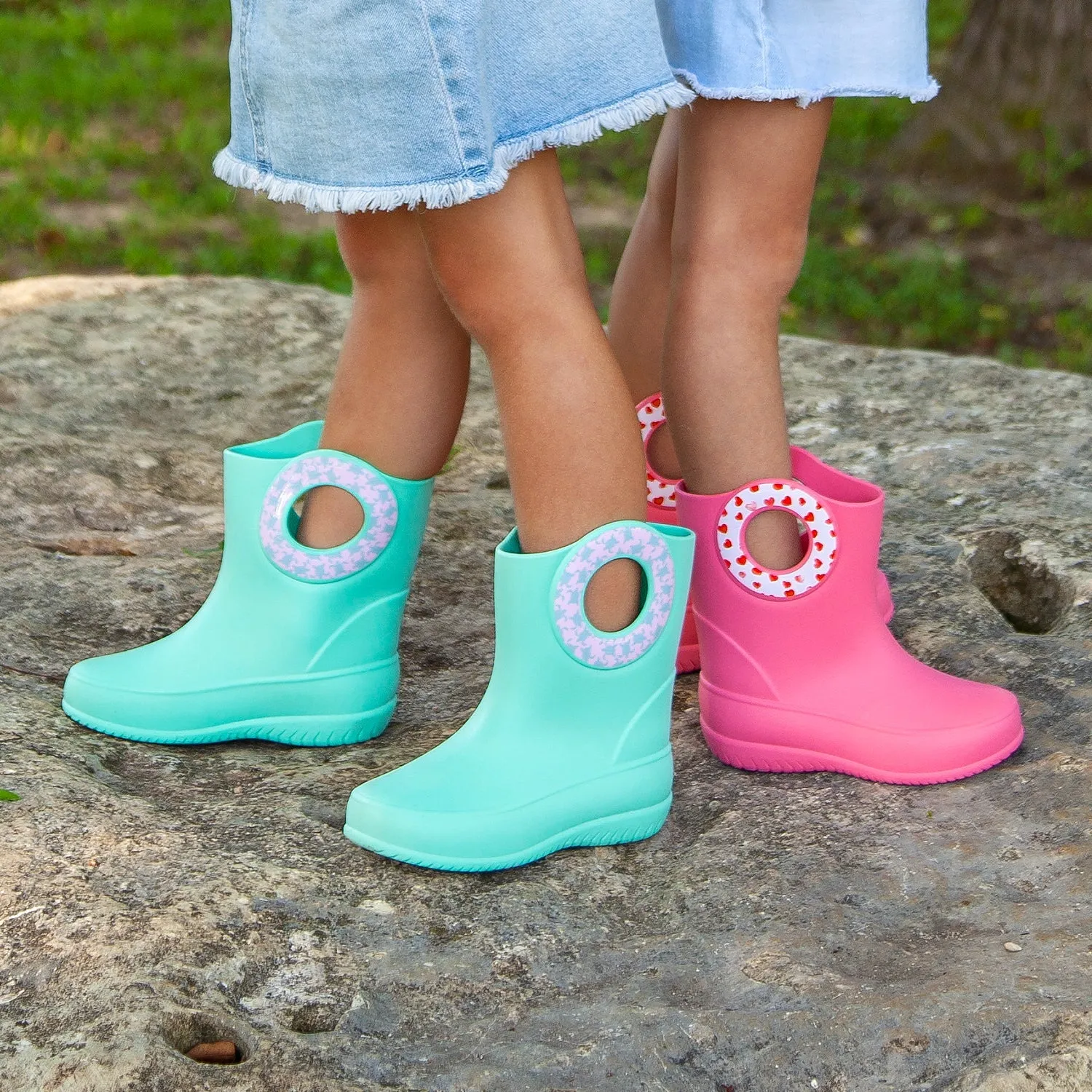 Toddler Kendall Rain Boots, Turquoise Sea Turtles