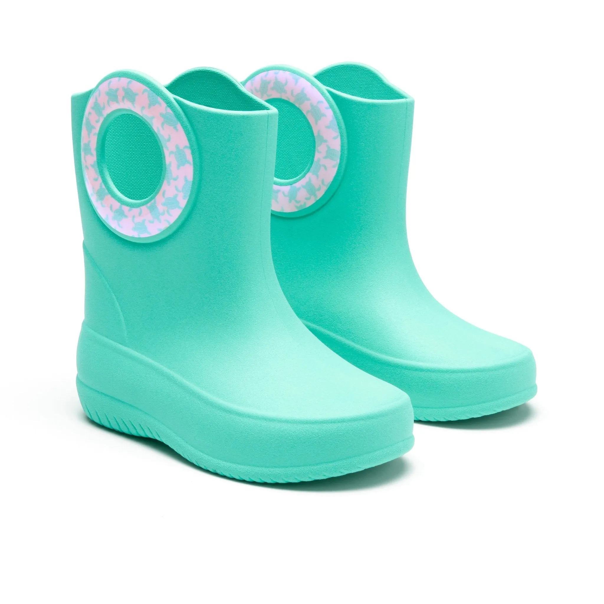 Toddler Kendall Rain Boots, Turquoise Sea Turtles