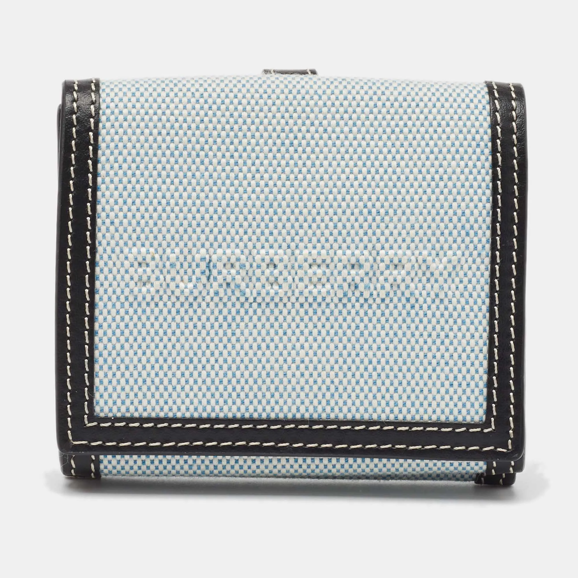 Trendy Inspired Burberry Blue/black Canvas And Leather Luna Compact Wallet