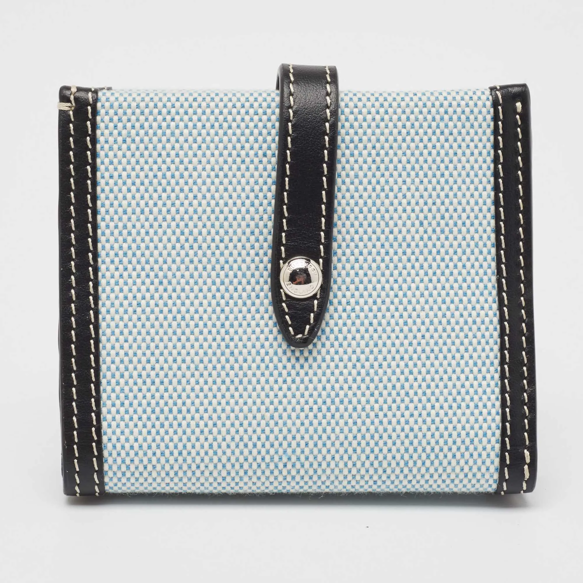 Trendy Inspired Burberry Blue/black Canvas And Leather Luna Compact Wallet