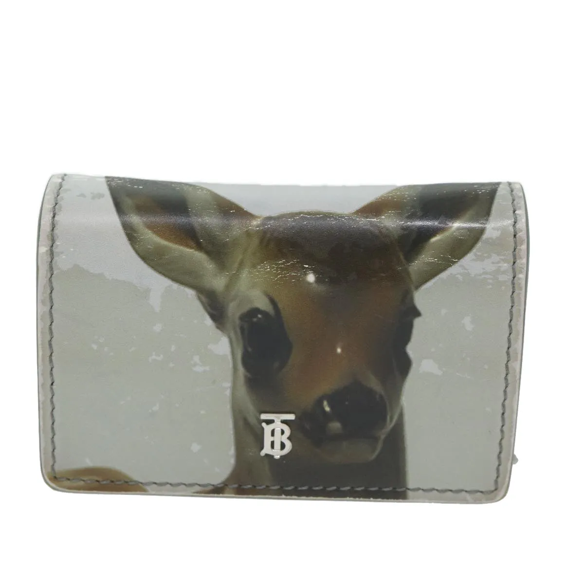 Trendy Inspired Burberry Chain Wallet Patent Leather Gray Auth 64515