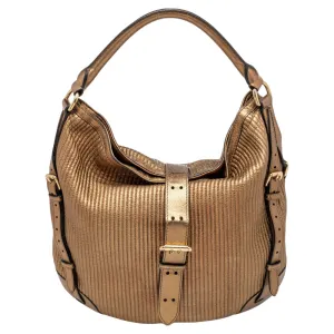 Trendy Inspired Burberry Gold Quilted Leather Hobo