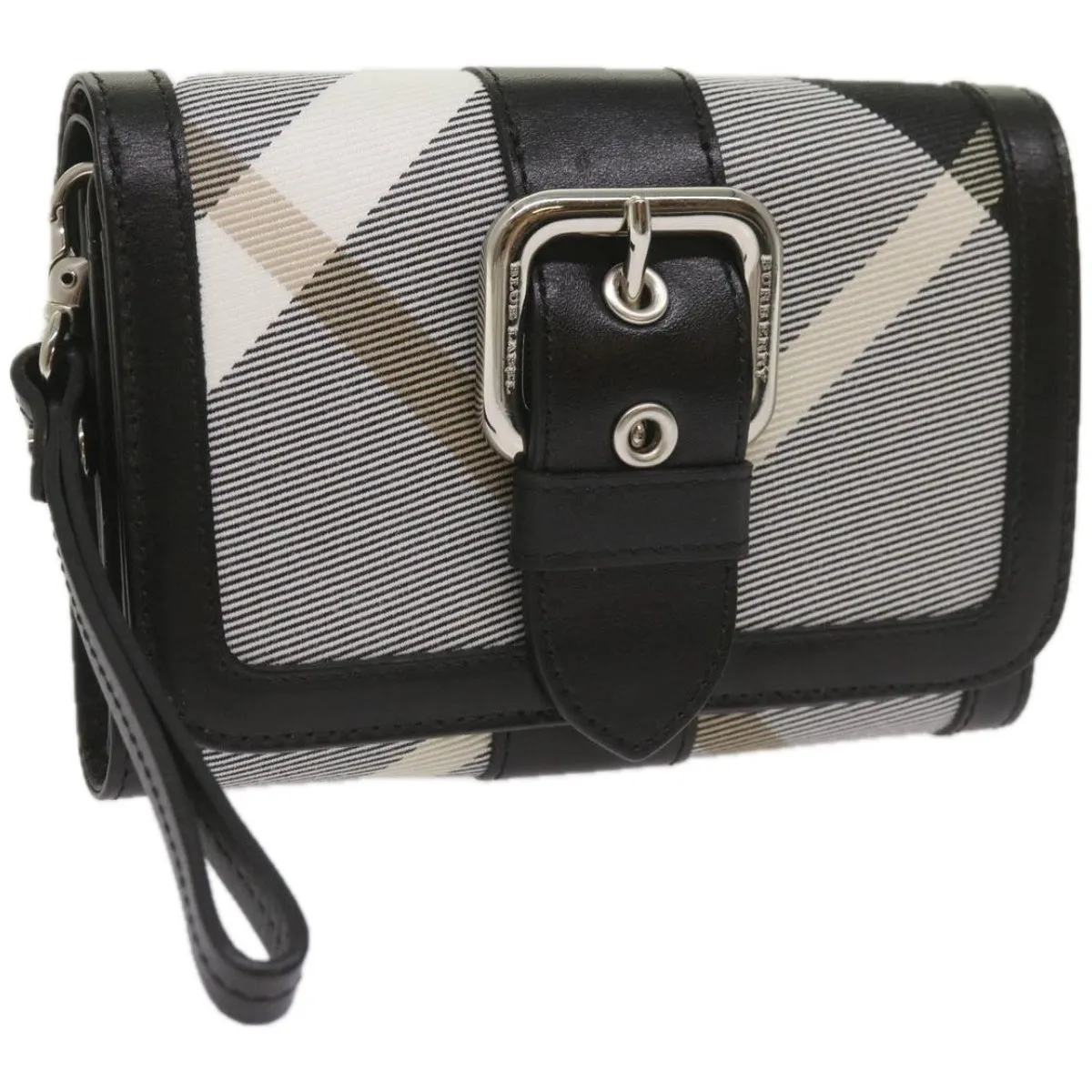 Trendy Inspired Burberry Nova Check Wallet Nylon Gray Black Auth Bs12103