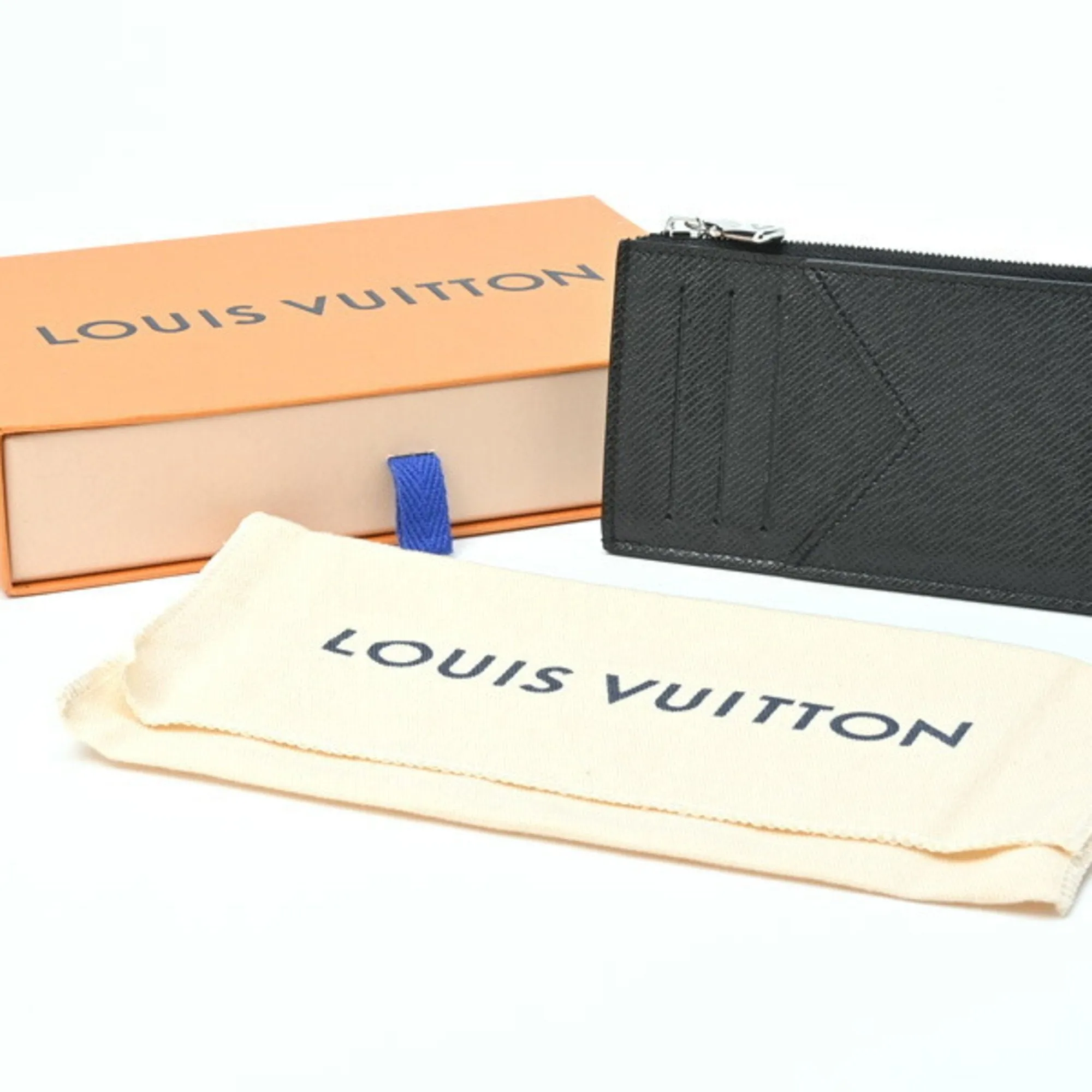 Trendy Inspired Louis Vuitton Coin Card Holder Zip Case M62914 Taiga Noir