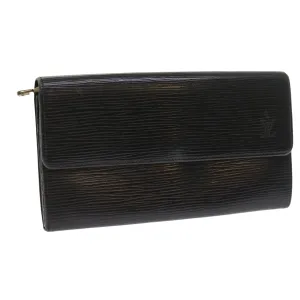 Trendy Inspired Louis Vuitton Epi Pochette Porte Monnaie Credit Wallet Noir M63572 Lv Auth 56119