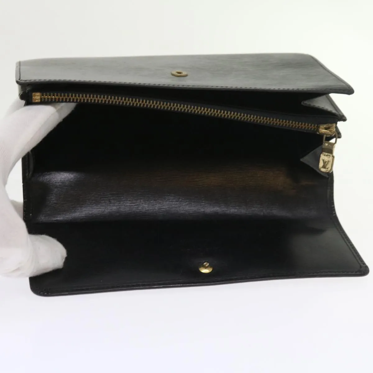 Trendy Inspired Louis Vuitton Epi Pochette Porte Monnaie Credit Wallet Noir M63572 Lv Auth 56119
