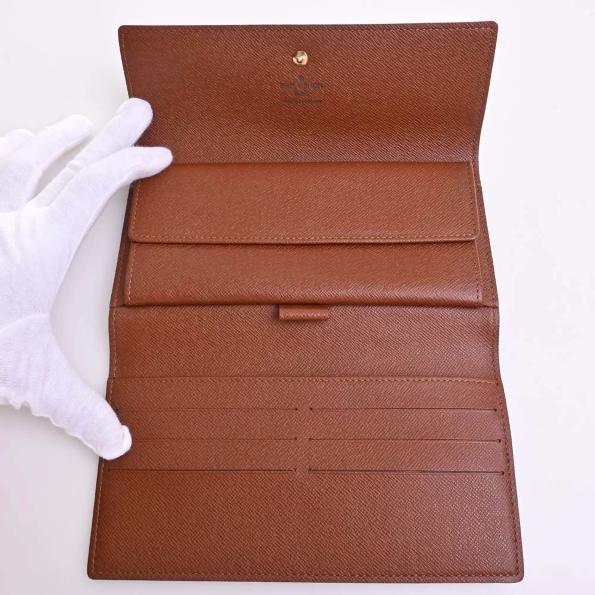 Trendy Inspired Louis Vuitton Monogram Portefeuille International Tri-fold Long Wallet M61217 Brown Women's