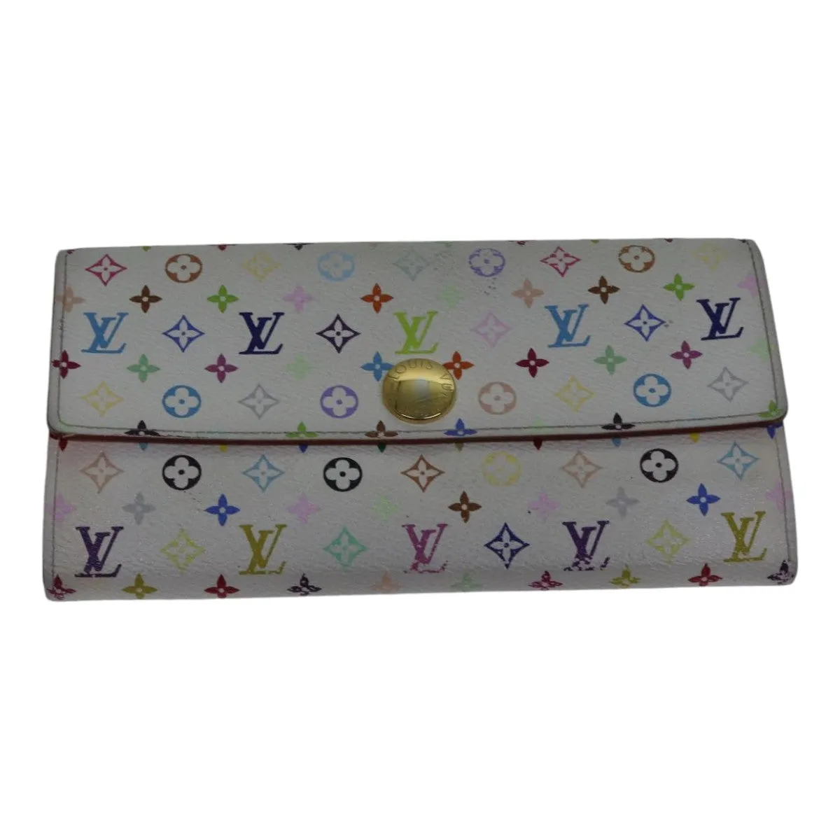 Trendy Inspired Louis Vuitton Multicolor Portefeuille Sarah Wallet White M93532 Lv Auth 87796