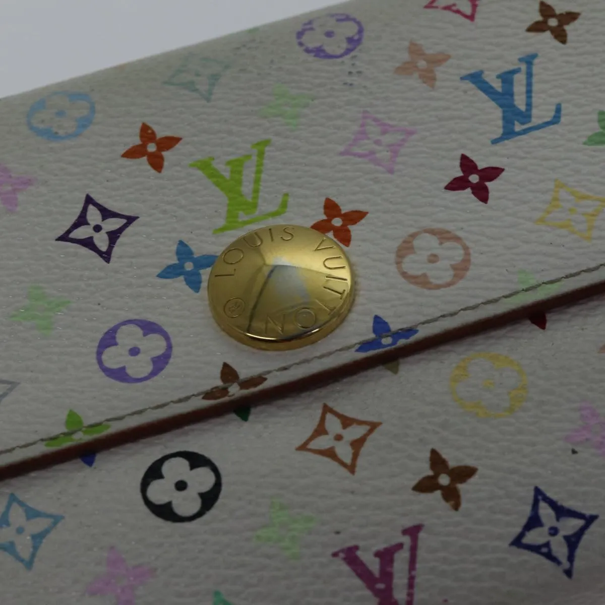 Trendy Inspired Louis Vuitton Multicolor Portefeuille Sarah Wallet White M93532 Lv Auth 87796