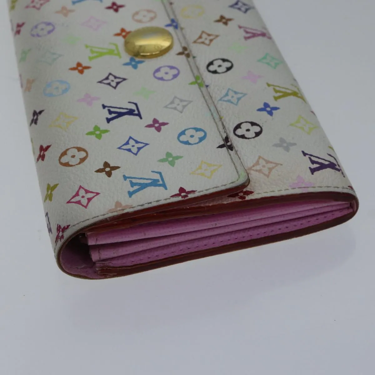 Trendy Inspired Louis Vuitton Multicolor Portefeuille Sarah Wallet White M93532 Lv Auth 87796
