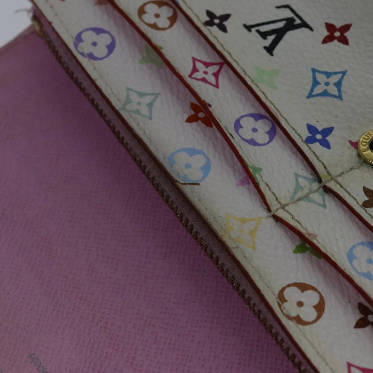 Trendy Inspired Louis Vuitton Multicolor Portefeuille Sarah Wallet White M93532 Lv Auth 87796