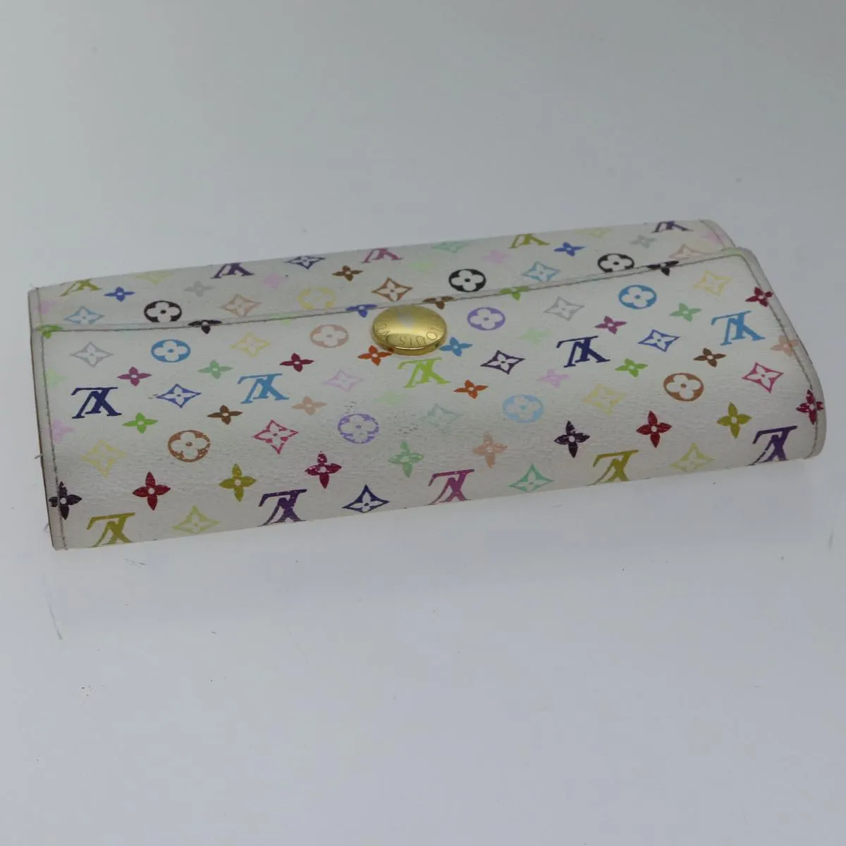Trendy Inspired Louis Vuitton Multicolor Portefeuille Sarah Wallet White M93532 Lv Auth 87796
