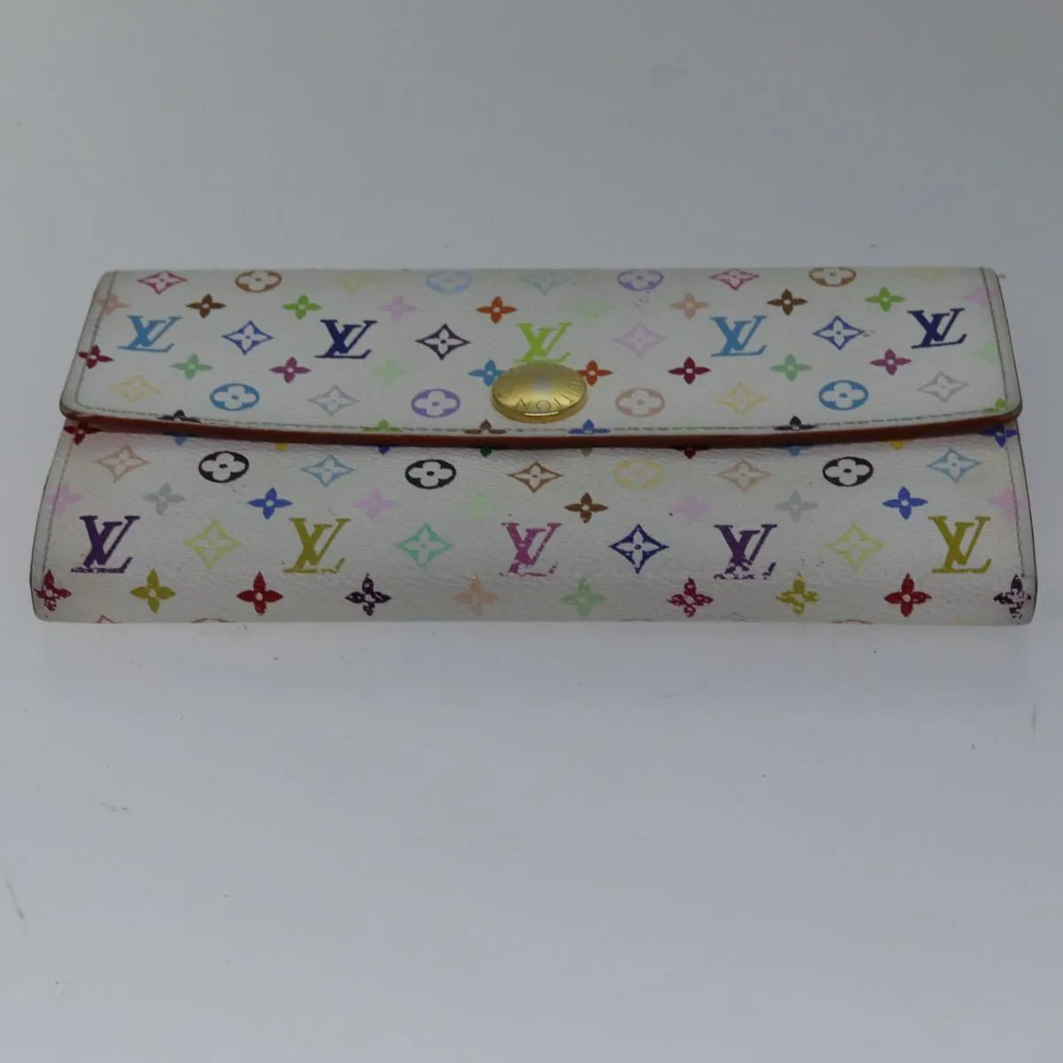Trendy Inspired Louis Vuitton Multicolor Portefeuille Sarah Wallet White M93532 Lv Auth 87796
