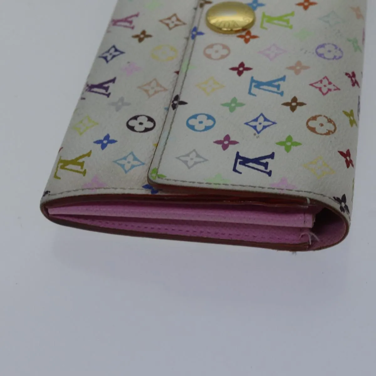 Trendy Inspired Louis Vuitton Multicolor Portefeuille Sarah Wallet White M93532 Lv Auth 87796