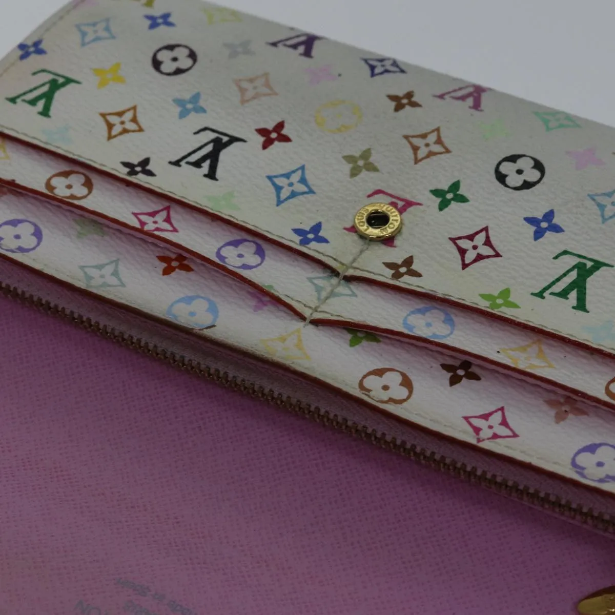 Trendy Inspired Louis Vuitton Multicolor Portefeuille Sarah Wallet White M93532 Lv Auth 87796