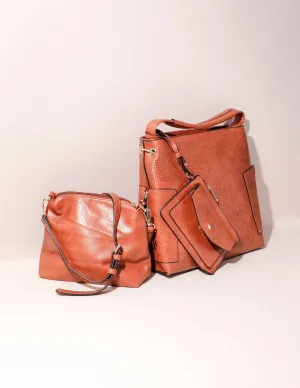 Vegan Leather 3-in-1 Metro Tote - Brown