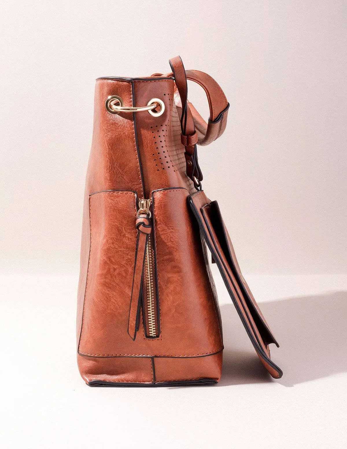 Vegan Leather 3-in-1 Metro Tote - Brown