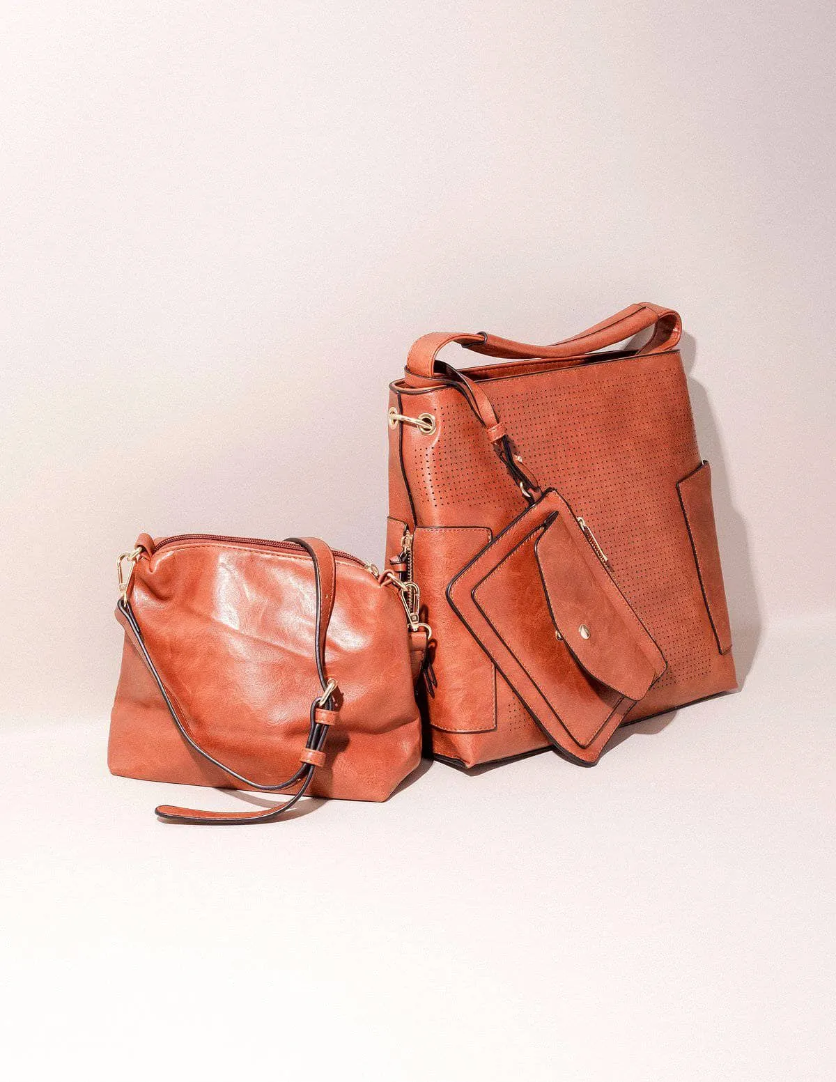 Vegan Leather 3-in-1 Metro Tote - Brown