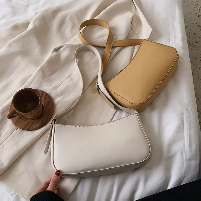 Women's Plain and Casual Soft Vegan Leather Shoulder Bags