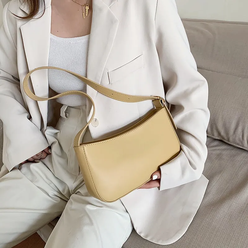 Women's Plain and Casual Soft Vegan Leather Shoulder Bags