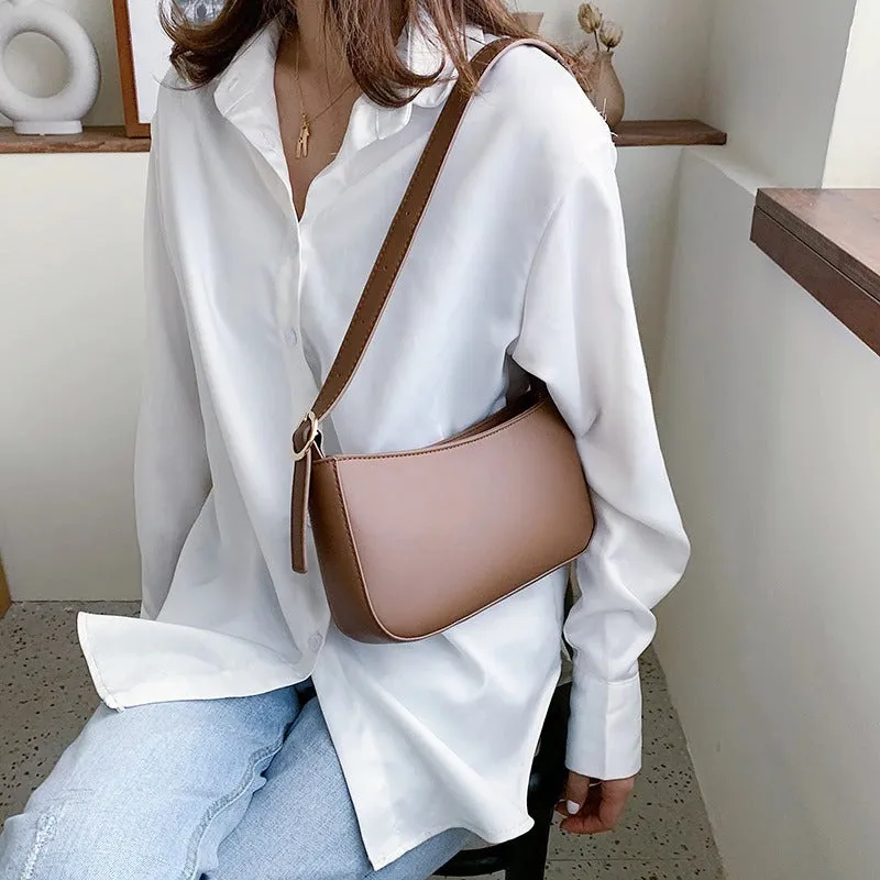 Women's Plain and Casual Soft Vegan Leather Shoulder Bags